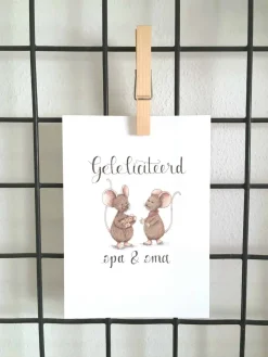 Anillustration Ansichtkaart Gefeliciteerd opa&oma