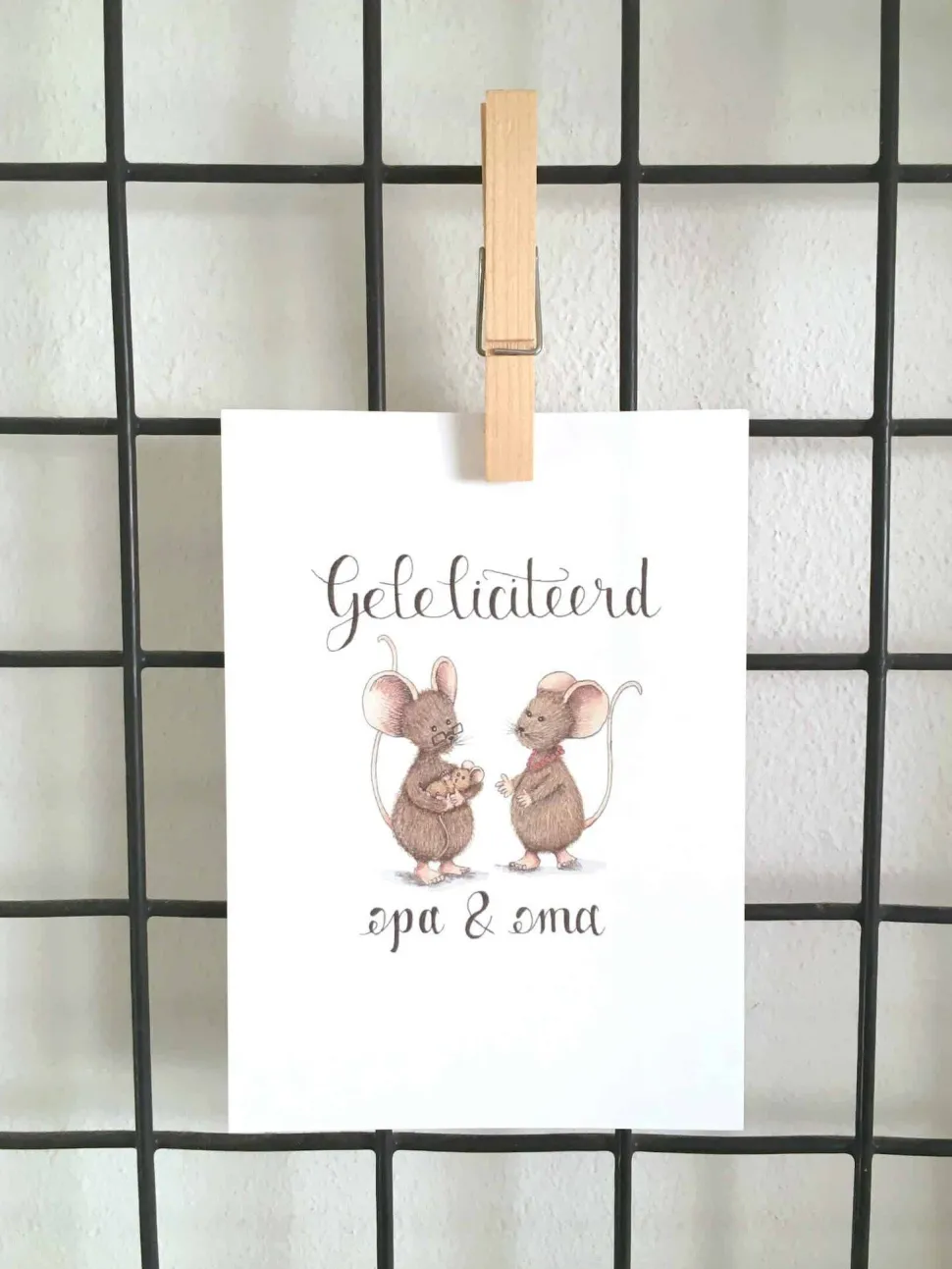 Anillustration Ansichtkaart Gefeliciteerd opa&oma