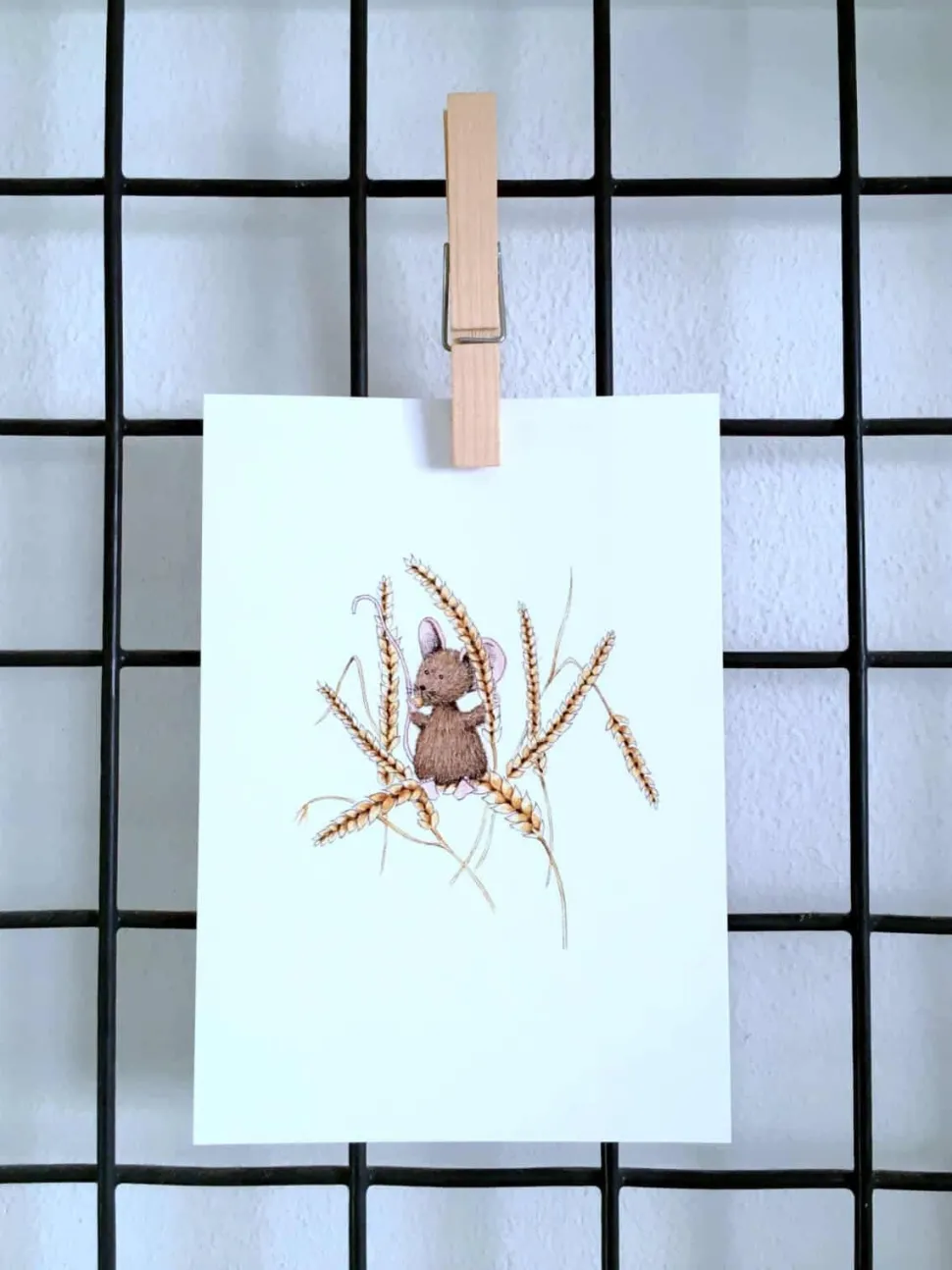 Anillustration Ansichtkaart Muis op tarwe