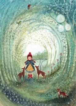 Bijdehansje Postkaart Girl with Deer