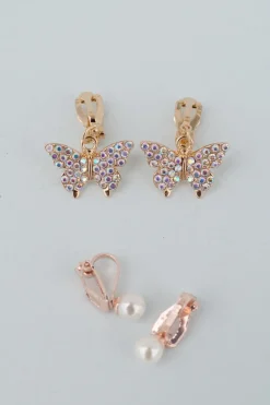 Boutique Butterfly Clip On Earrings, 2 Sets