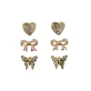 Boutique Dazzle Studded Earrings, 3 Sets