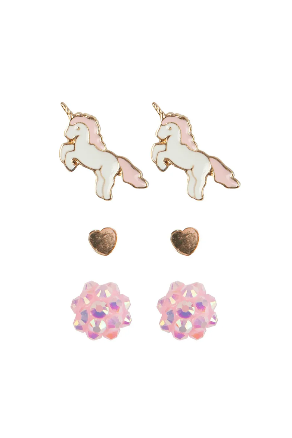 Boutique Unicorn Studded Earrings, 3 Sets