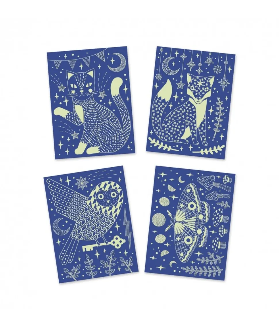 Djeco Kraskaarten Glow in the Dark At Night