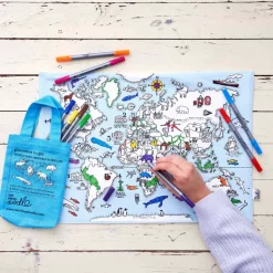eat sleep doodle Placemat to go World Map
