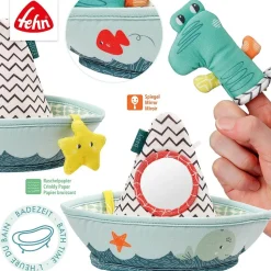 Fehn Badspeelgoed Bootje met Vingerpop Krokodil