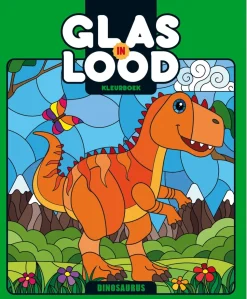 Glas in lood kleurboek Dinosaurus