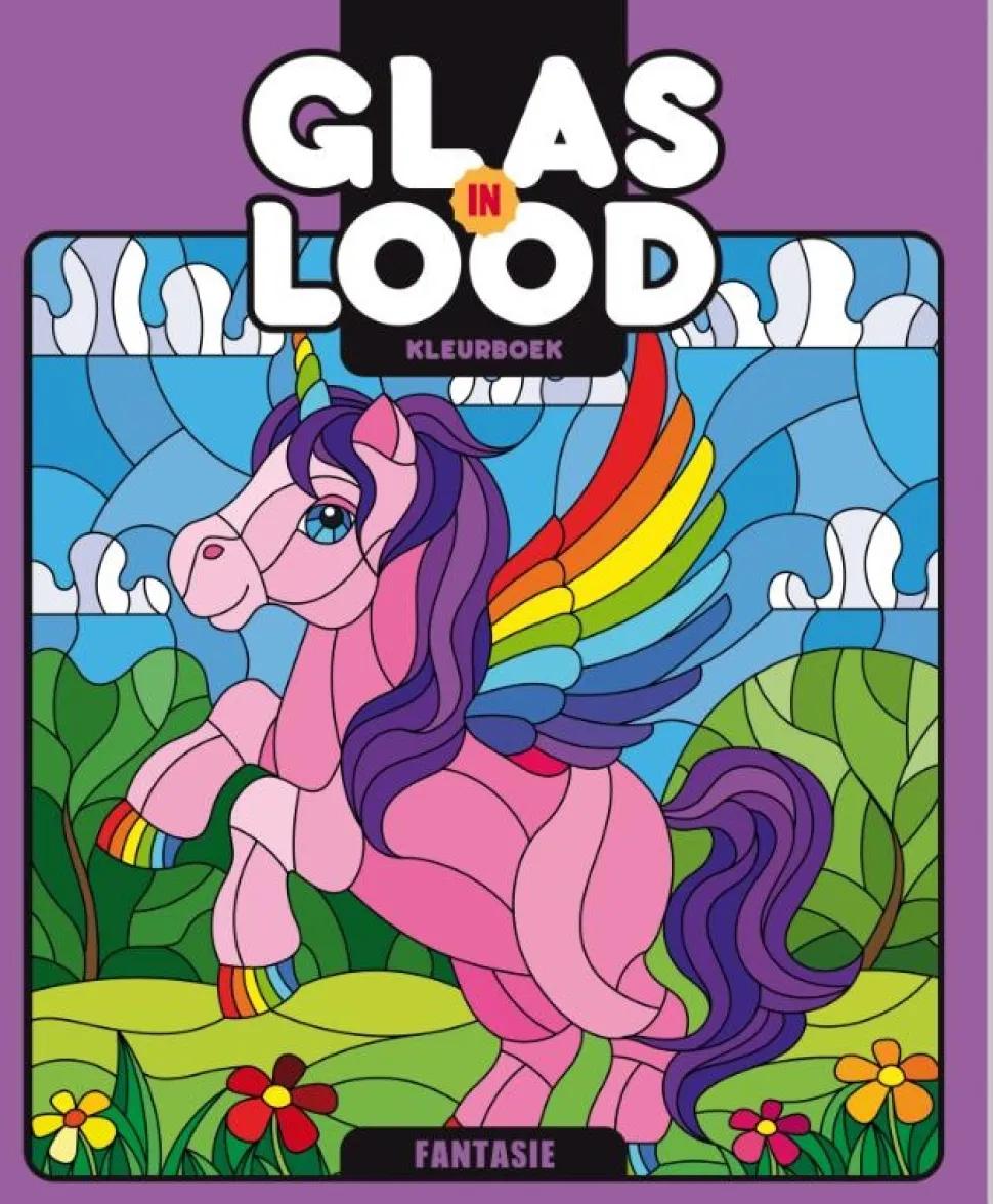 Glas in lood kleurboek Fantasie