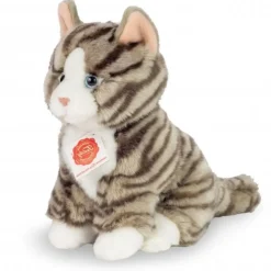 Hermann Teddy Knuffel Kat Grijs Getijgerd Zittend