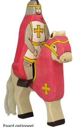 Holztiger Ridder Rode Mantel Zittend op Paard 80246