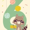 Kaart met envelop 6 Raccoon