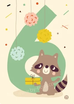 Kaart met envelop 6 Raccoon