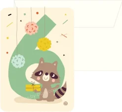 Kaart met envelop 6 Raccoon