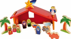 Kerststal Kribbe  14-delig Hout