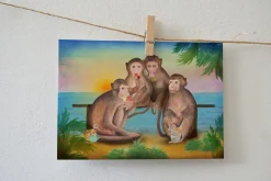 Lotte Drouen Ansichtkaart Aapjes die ijsjes eten