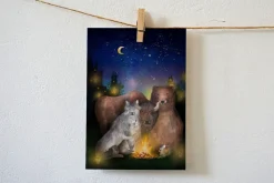 Lotte Drouen Ansichtkaart Kampvuur met Wilde Dieren