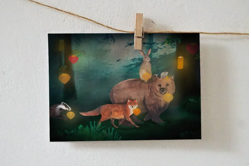 Lotte Drouen Ansichtkaart Lichtjes in de Nacht