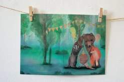 Lotte Drouen Wenskaart Dieren bij de Wieg