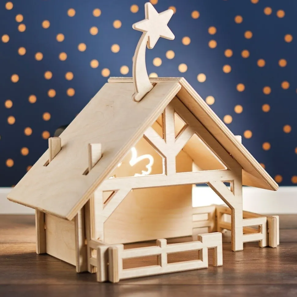 lovelties Kerststal met 12 Figuurtjes Hout