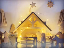 lovelties Kerststal met 12 Figuurtjes Hout