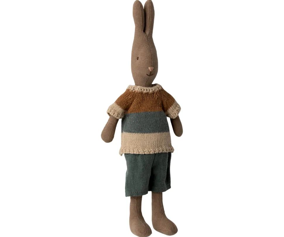 Maileg Knuffel Rabbit Size 2 Bruin met Shirt en Short 29cm