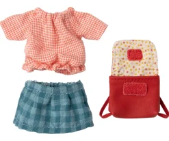 Maileg Tricycle Mouse Grote Zus met Rugzak Rood