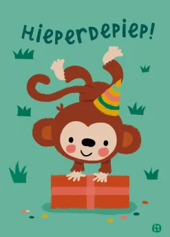 Postkaart Jungle Hieperdepiep (aap)