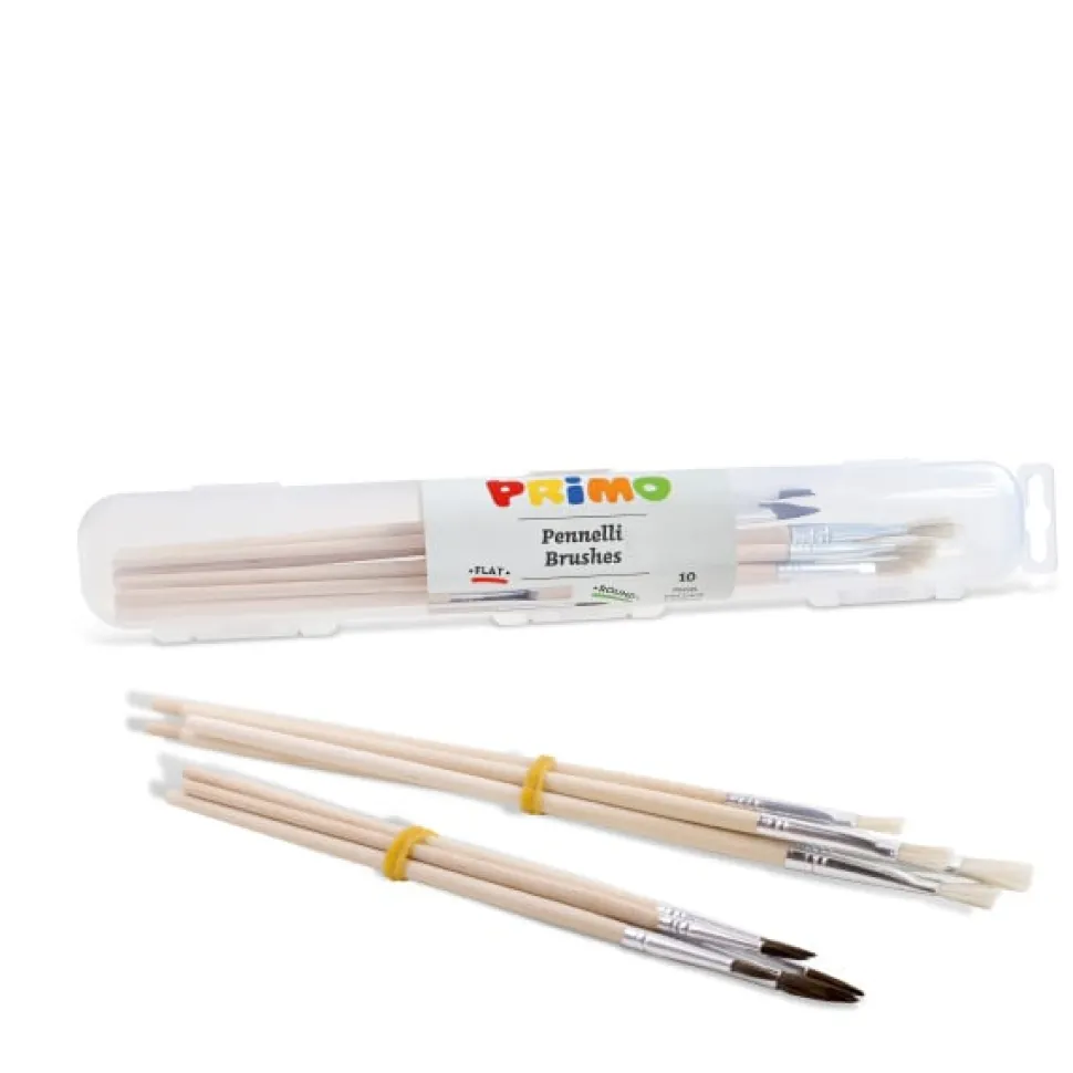 Primo Kwasten ponyhaar Set 10-delig (5 rond, 5 plat)