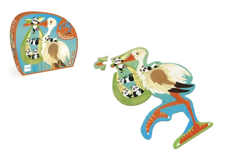 Scratch Contour Puzzel Ooievaar 26 pcs