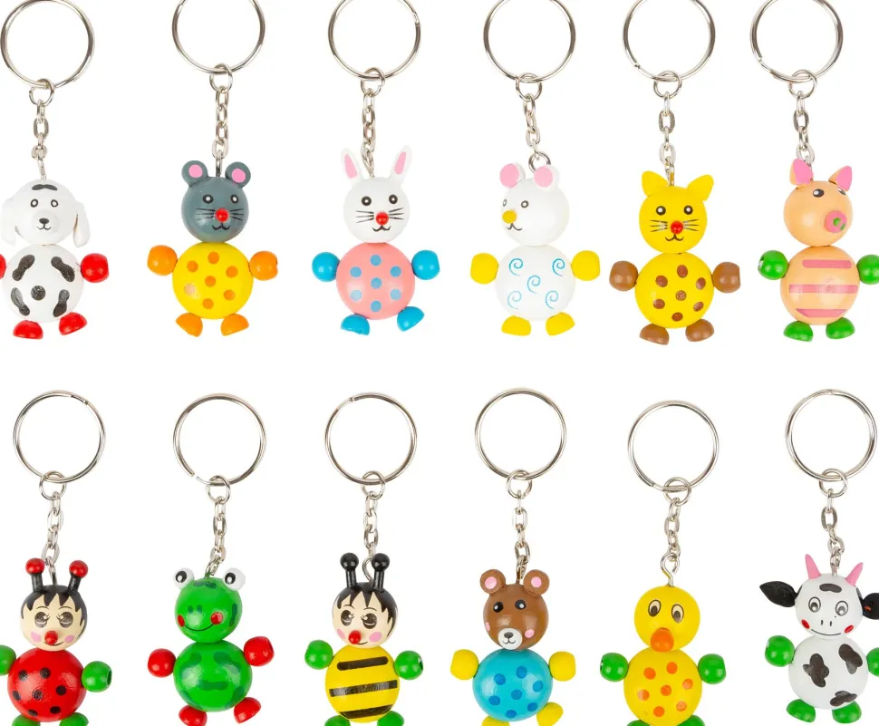 Sleutelhanger Jonge Dieren Hout Set 12-delig
