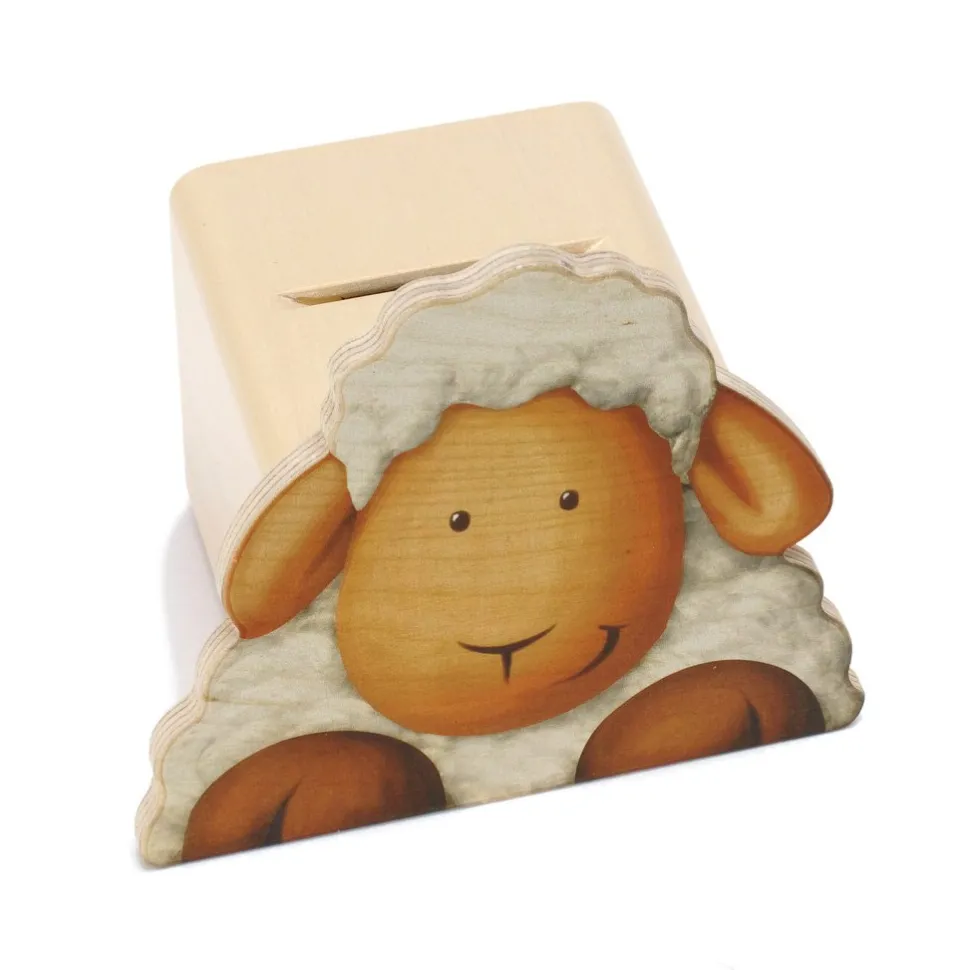 Weizenkorn Spaarpot Gezicht Schaap Hout