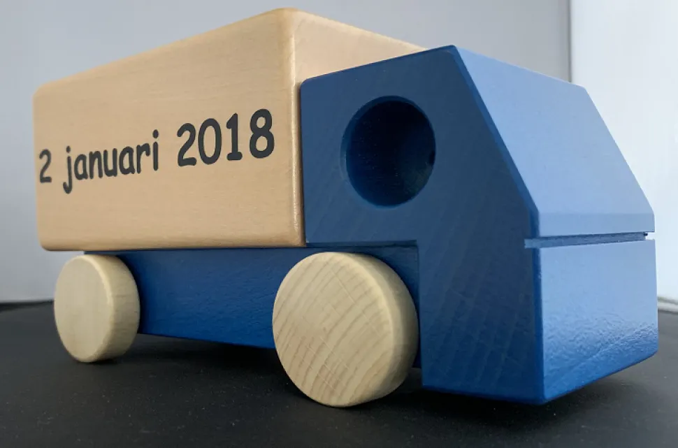 Weizenkorn Spaarpot Vrachtauto Hout