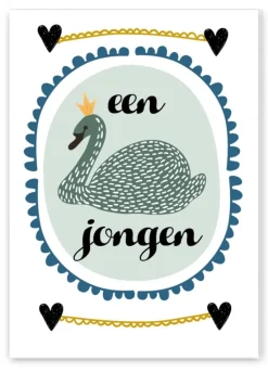 Wenskaart Een Jongen (zwaan)