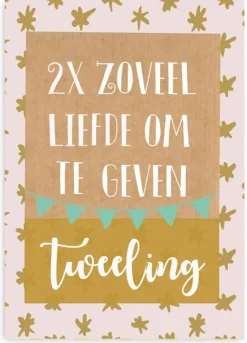 Wenskaart 2x zoveel liefde om te geven (tweeling)