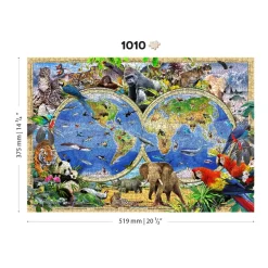 Wooden City Puzzel Hout Animal Kingdom Map 1010pcs
