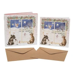 Wrendale Designs Kerstkaarten Joy to the world (Christmas Window) Set 8-delig